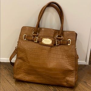 Michael Kors Crocodile-Embossed Leather Satchel